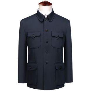 中山装男单件上衣中老年加绒中山服秋冬款宽松国服中国风爷爷外套