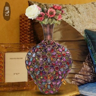 饰工艺品家装 家居时尚 复古创意客厅摆件花瓶装 奥古工艺品欧式 摆设