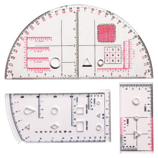 地形学作业尺识图用图工具地图指挥尺经纬度半圆尺1比5万地理坐标