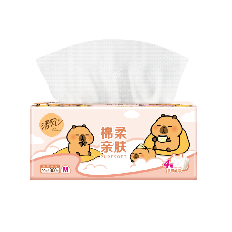 清风卡皮巴拉抽纸4层M