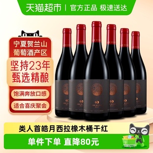 类人首红酒宁夏贺兰山东麓陈酿西拉干红葡萄酒750ml×6支餐酒套装
