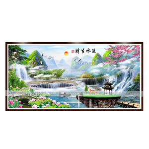 世外桃源十字绣贴钻流水生财钻石画满钻客厅大幅山水风景砖石绣