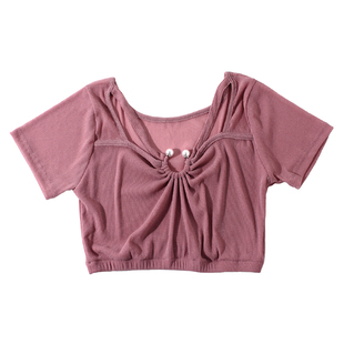 肚皮舞短袖上衣练功服初学者2024新款性感东方舞蹈网纱服装大码