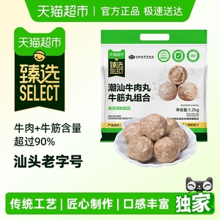 内6包 潮汕牛肉丸牛筋丸组合90%牛肉含量汕头原产地1200g 臻选