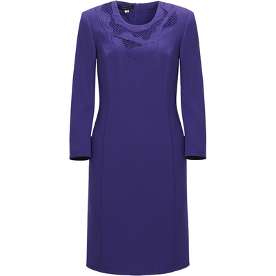 靓诺秋冬裙子紫色醋酸镂空优雅