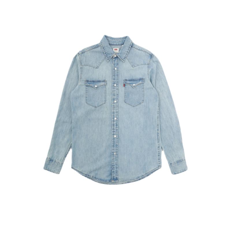 李维斯美式复古休闲长袖牛仔衬衫