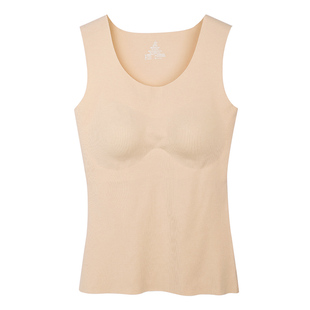 稻草人女士德绒无痕保暖背心杯罩一体吊带外穿无袖打底背心女