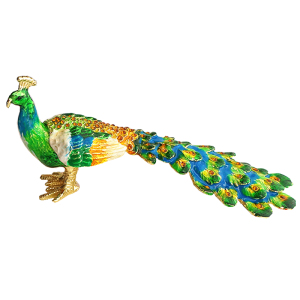 包邮新式景泰蓝孔雀摆件书桌办公桌摆件合金镶钻家居装饰求姻缘