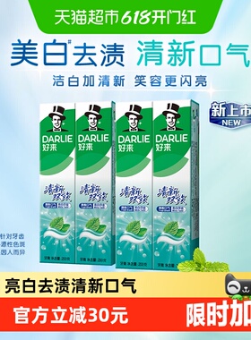 DARLIE好来(原黑人)牙膏清新双效200g*4支套装大容量清新口气