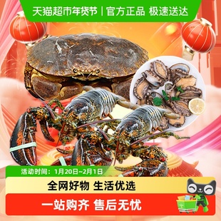 渔传播 活发  波龙鲍鱼  面包蟹包鲜不包活海鲜中秋节礼盒 顺丰
