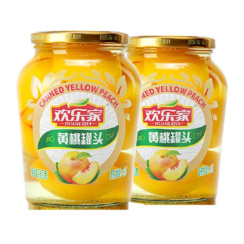 欢乐家大片黄桃罐头玻璃瓶装送礼