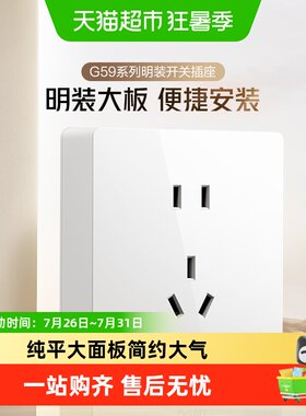 公牛10A/16A白色明装插座