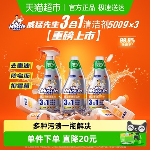 威猛先生厨卫三合一多效清洁剂500g 3瓶厨房重油污净抑霉菌不刺鼻