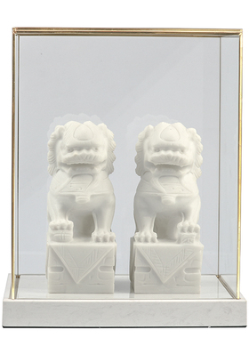 新中式风石狮子样板房间软装饰品