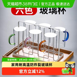玻璃杯家用带把手透明客厅泡茶杯家庭喝水杯子待客绿茶杯专用套装