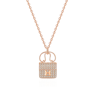 H康康包项链女镀18k金气质网红潮吊坠同款锁骨链生日礼物