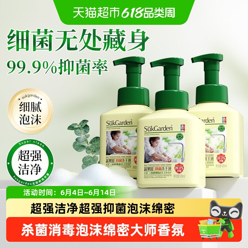 蔬果园洗手液泡沫家用儿童专用宝宝抑菌消毒按压式温和洁净补充装