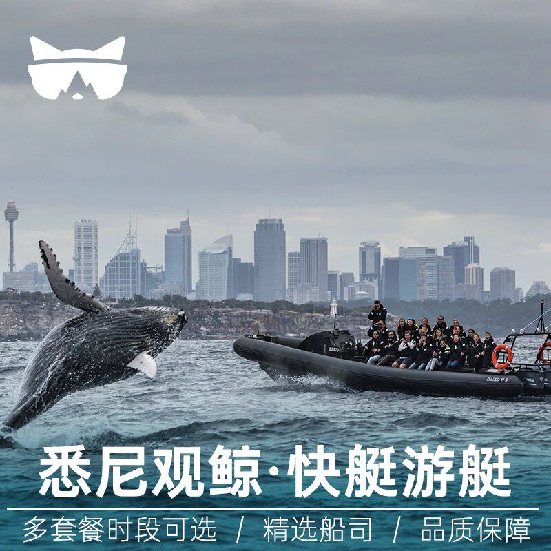 【极速确认】澳洲旅游悉尼观鲸快艇游艇环形码头达令港小黑白灰船