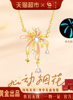 中国黄金纯银夜光珐琅项链