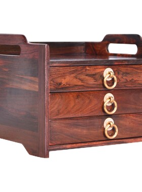 酸枝普洱抽屉一角分叉红木茶盘