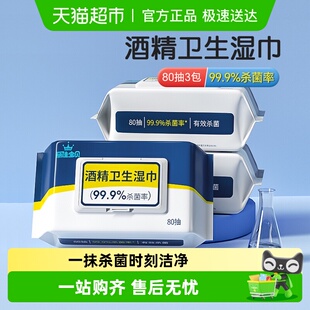 湿纸巾 丽佳宝贝酒精卫生湿巾加厚家用安全杀菌99.9%儿童抽取式