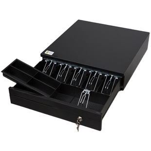 美团收银一体机适配黑色大钱箱餐饮奶茶店收银箱商用超市生鲜便利店铁盒多功能十格存钱箱钱柜钱盒带锁