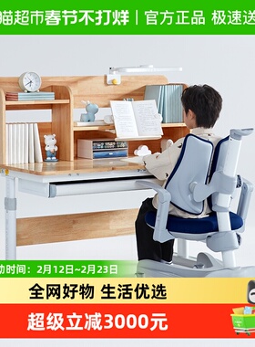 护童实木儿童学习桌升降书桌进口橡胶木写字桌DG120X线下门店同款