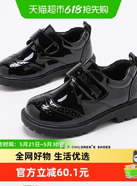 ABCKIDS春秋儿童亮面小皮鞋黑色哑光正装鞋表演时装鞋休闲舒适鞋