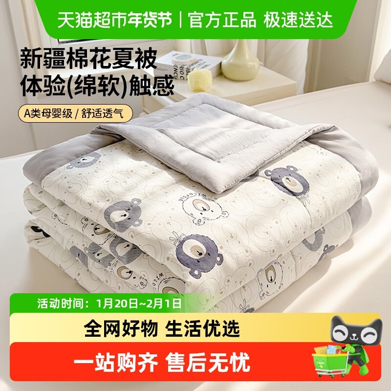 A类新疆棉花夏凉被空调被水洗棉学生宿舍可机洗单双人夏季薄被子,床上用品,化纤被,淘宝优惠券,粉丝福利购,淘宝优惠卷