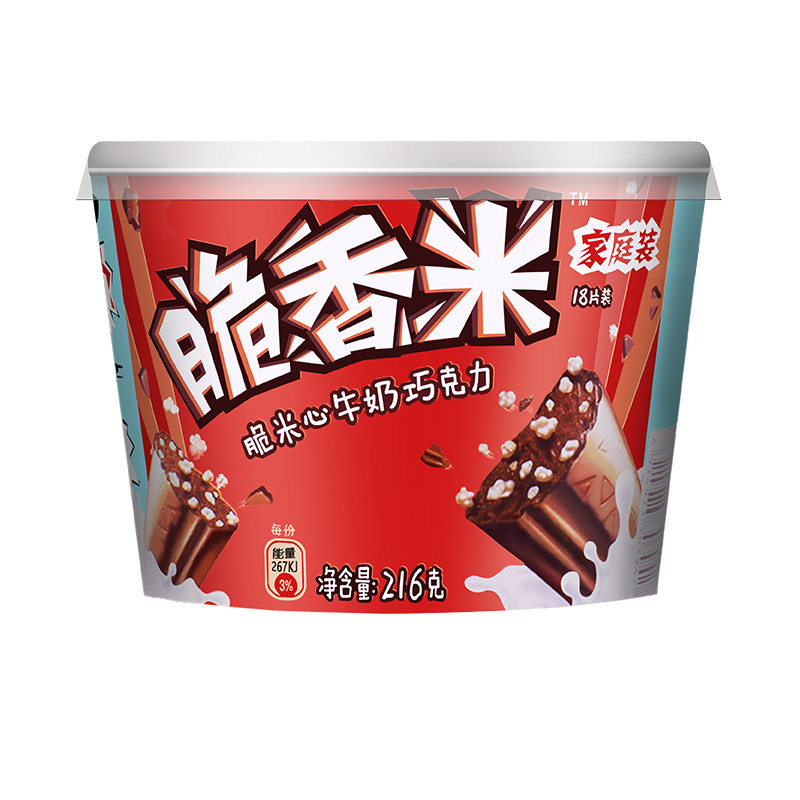 德芙脆香米牛奶夹心巧克力216g*1桶独立新包装儿童休闲零食品糖果