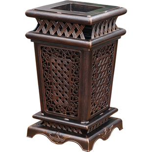 花园别墅垃圾桶 高档庭院小区室外果皮箱 欧式户外铸铝雕花垃圾筒