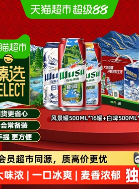 臻选乌苏啤酒红+白礼盒装500ml*20罐装啤酒过节送礼礼盒