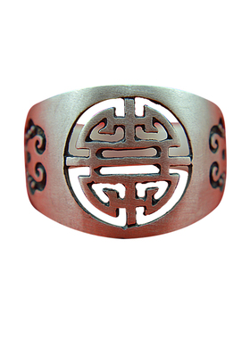 复古999纯银万寿戒指万福寿字