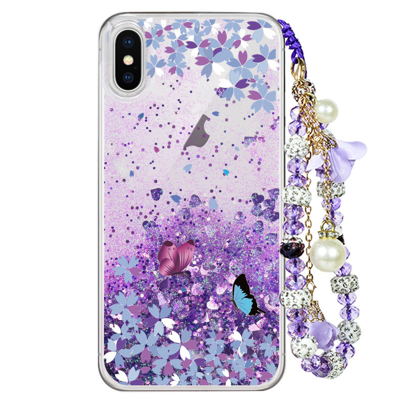 适用于苹果x手机壳苹果6splus闪粉液体流沙iphone7全包防摔8p女款