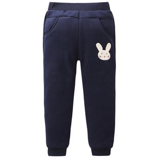 900g加厚童装女童棉裤外穿中大童保暖儿童加绒裤子一体夹棉运动裤