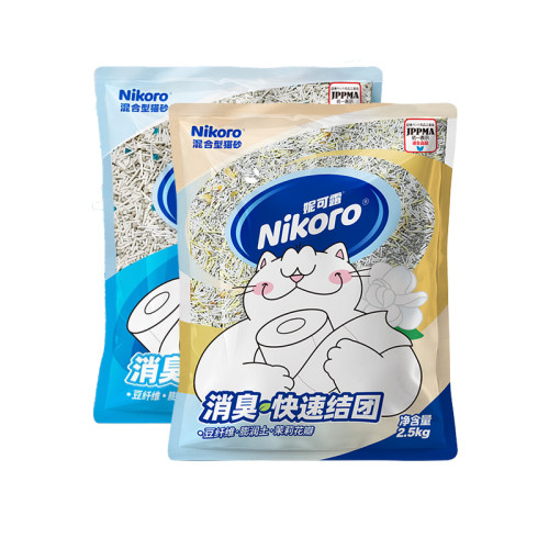Nikoro妮可露混合猫砂豆腐砂除臭抑菌低尘速溶可冲马桶2.5kg*4包