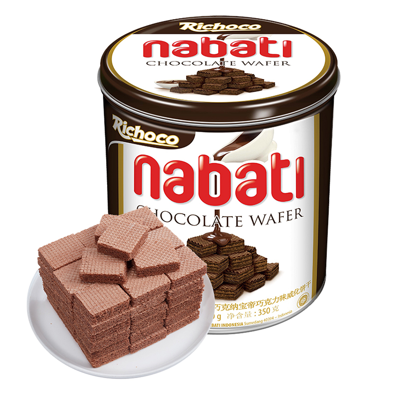 【进口】印尼丽芝士丽巧克巧克力威化饼干300g*1罐网红休闲零食