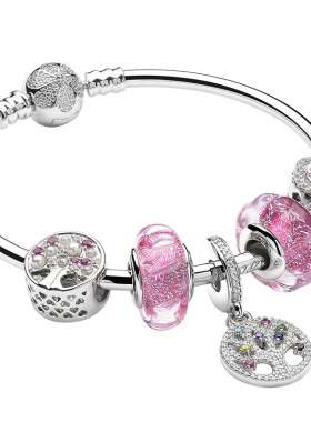 DIY樱花潘家串饰冷淡风女手镯