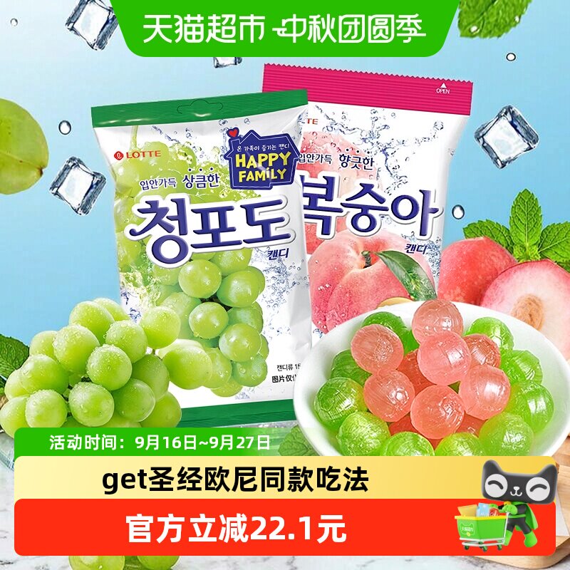 乐天韩国青葡萄糖水蜜桃糖童年味图片