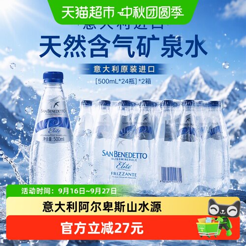 圣碧涛意大利纯净水500ml*24瓶*2