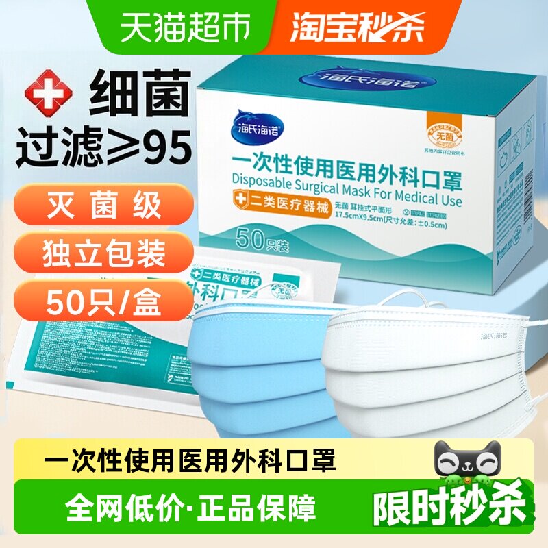 海氏海诺医用外科口罩三层防护图片