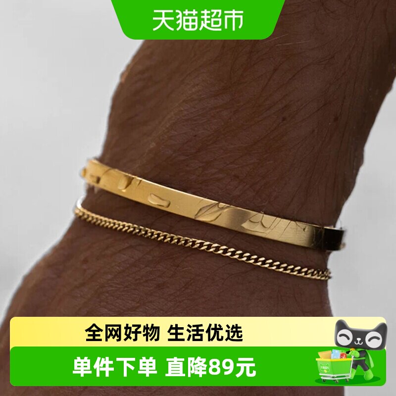 IDEAGEMER简约纯银手镯男士潮高图片