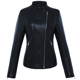 ZORANZI庄子女春秋修身时尚百搭短款皮衣绵羊皮机车夹克LWO13013