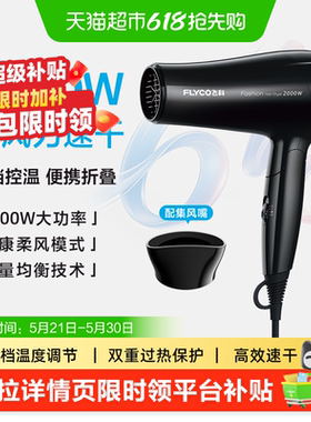 飞科电吹风机家用大功率可折叠宿舍不伤发速干电吹风筒FH6231