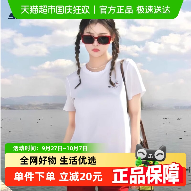 斯凯奇夏季新款圆领透气女士T恤