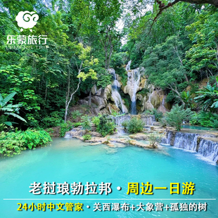 老挝琅勃拉邦品质纯玩一日跟团游关西瀑布大象营稻田咖啡1-11人团