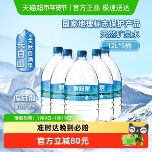 泉阳泉长白山天然矿泉水家用煮饭泡茶大桶弱碱性饮用水升12L*5桶