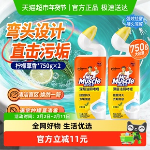 威猛先生家用马桶洁厕剂洁厕灵洁厕宝柠檬草香750g*2厕所除臭神器