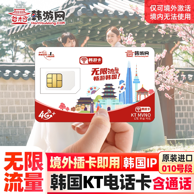 韩国电话卡手机上网卡3/4/5/7天首尔济州岛旅游无限高速流量s