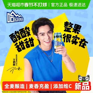 哈尔滨啤酒本榨柠檬果味啤酒500ml*12听哈啤精酿啤酒全麦酿造整箱